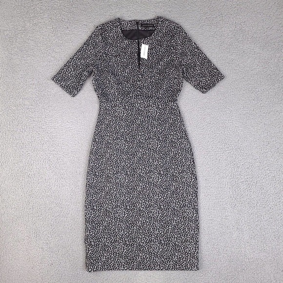 Banana Republic Dress Womens Size 0 Black Gray Keyhole Front Zip Back - Picture 1 of 16